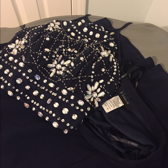 ❤️ Two (2) piece Crystal Navy Halter and long skirt Formal Gown 💋 - Picture 2 of 8